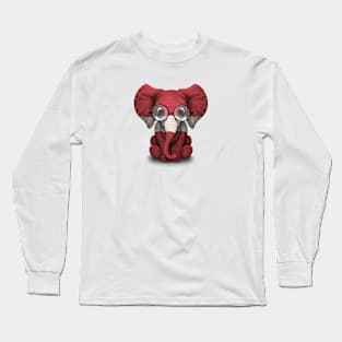 Baby Elephant with Glasses and Latvian Flag Long Sleeve T-Shirt